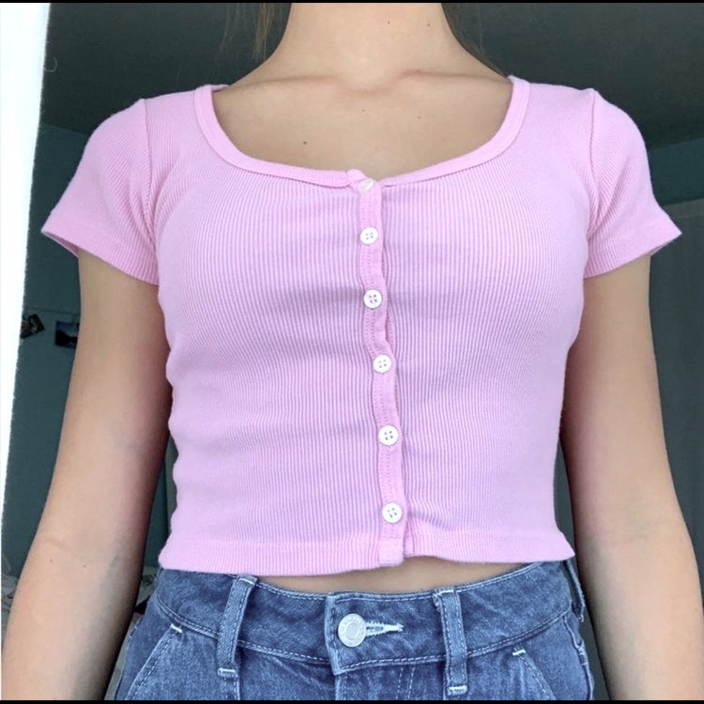 pink Zelly top  (button up crop top)
